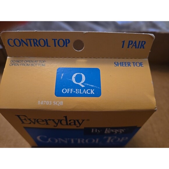 VTG NEW OLD STOCK 1997 Leggs Everyday "Size Q" Off Black Sheer Toe CONTROL TOP - Picture 3 of 3